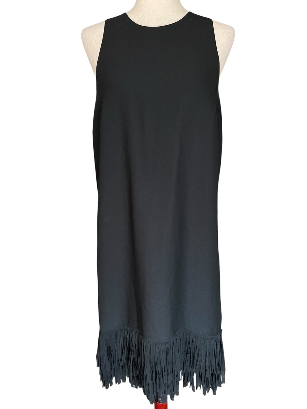 Banana Republic Black Sleeveless Fringe Hem Dress